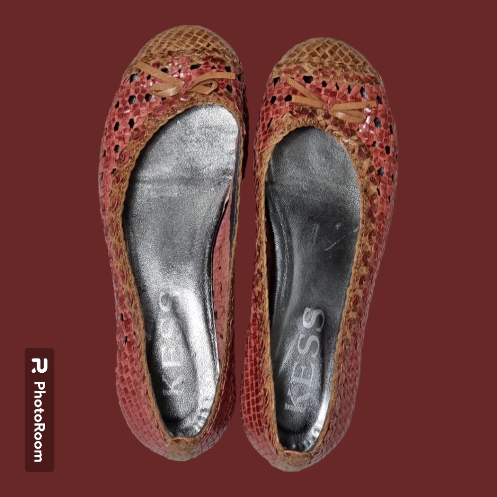 Y2K kess woven leather ballet flats